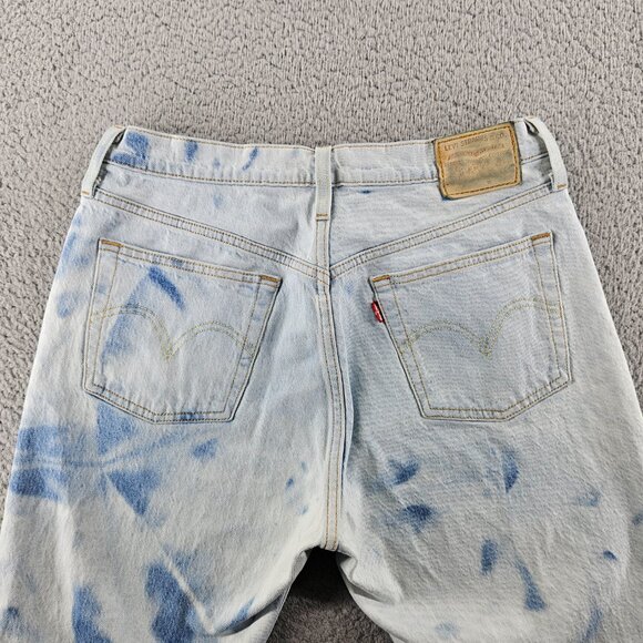 Levis Jeans Women 29x30 Blue 501 Skinny Premium High Rise Bleach Dyed Button Fly - Picture 14 of 16